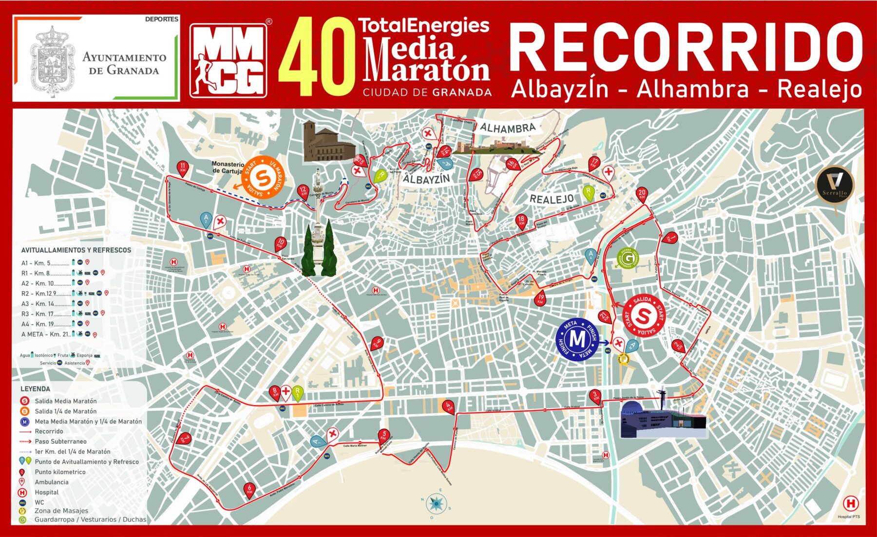 Recorrido MMCG2024 40 TotalEnergies Media Maratón Ciudad de Granada 2024